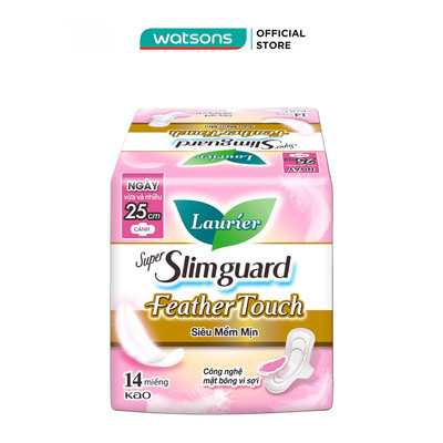 Băng Vệ Sinh Laurier Super Slimguard Feather Touch Siêu Mềm Mịn 25cm 14miếng