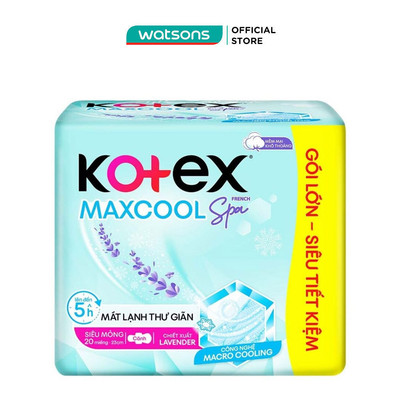 Băng Vệ Sinh Kotex Maxcool French Spa Siêu Mỏng Có Cánh 23cm 20 Miếng