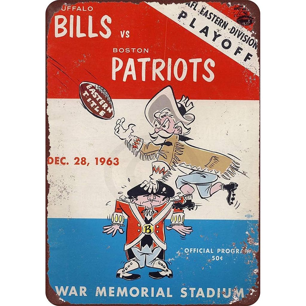 Jesiceny New Tin Sign Boston Patriots VS Buffalo Bills Chương trình Dấu hiệu kim loại nhôm