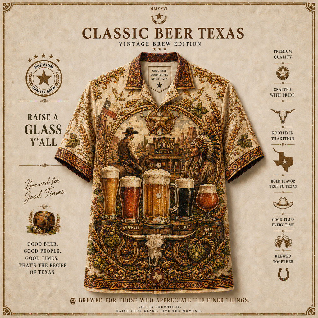 Hiwaii Shirt - Texas Beer Áo Sơ Mi hawaii cuban