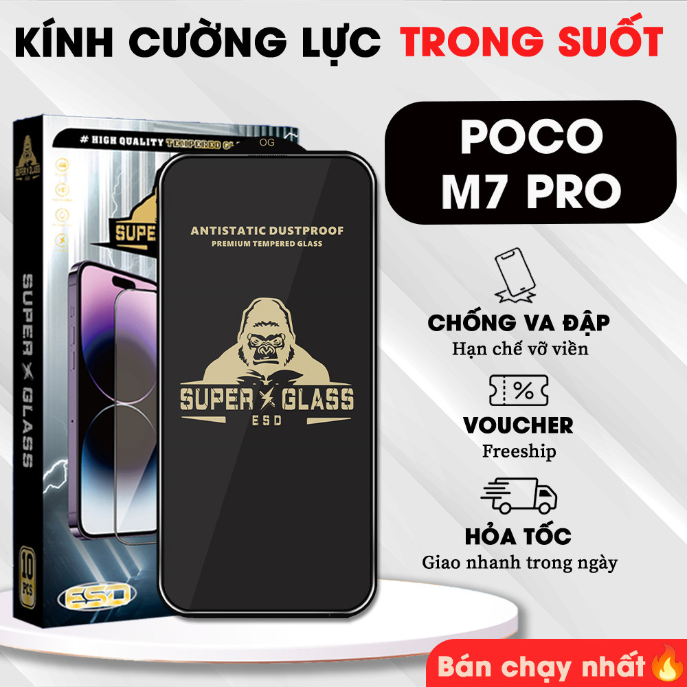 Kính cường lực Xiaomi Poco M7 Pro / M7 Plus / M7  phủ nano, full màn - TIGERCASE