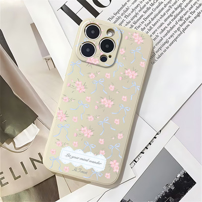 Suntaiho Cherry Blossom Bows Matte Black In Hình TPU Chống Sốc Cho iPhone 17-11 X XS XR Pro Max Plus