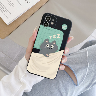 Suntaiho Sleepy Cat Cream Trắng In Hình Chống Sốc TPU Dành Cho iPhone 17 16 15 14 13 12 11 X XS XR Pro Max Plus
