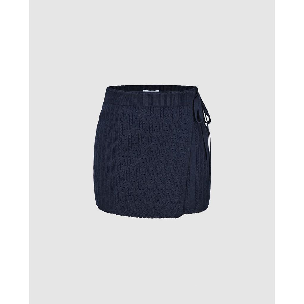 URBAN REVIVO - Chân váy dệt kim mini thắt nơ_UYL950125-L8A