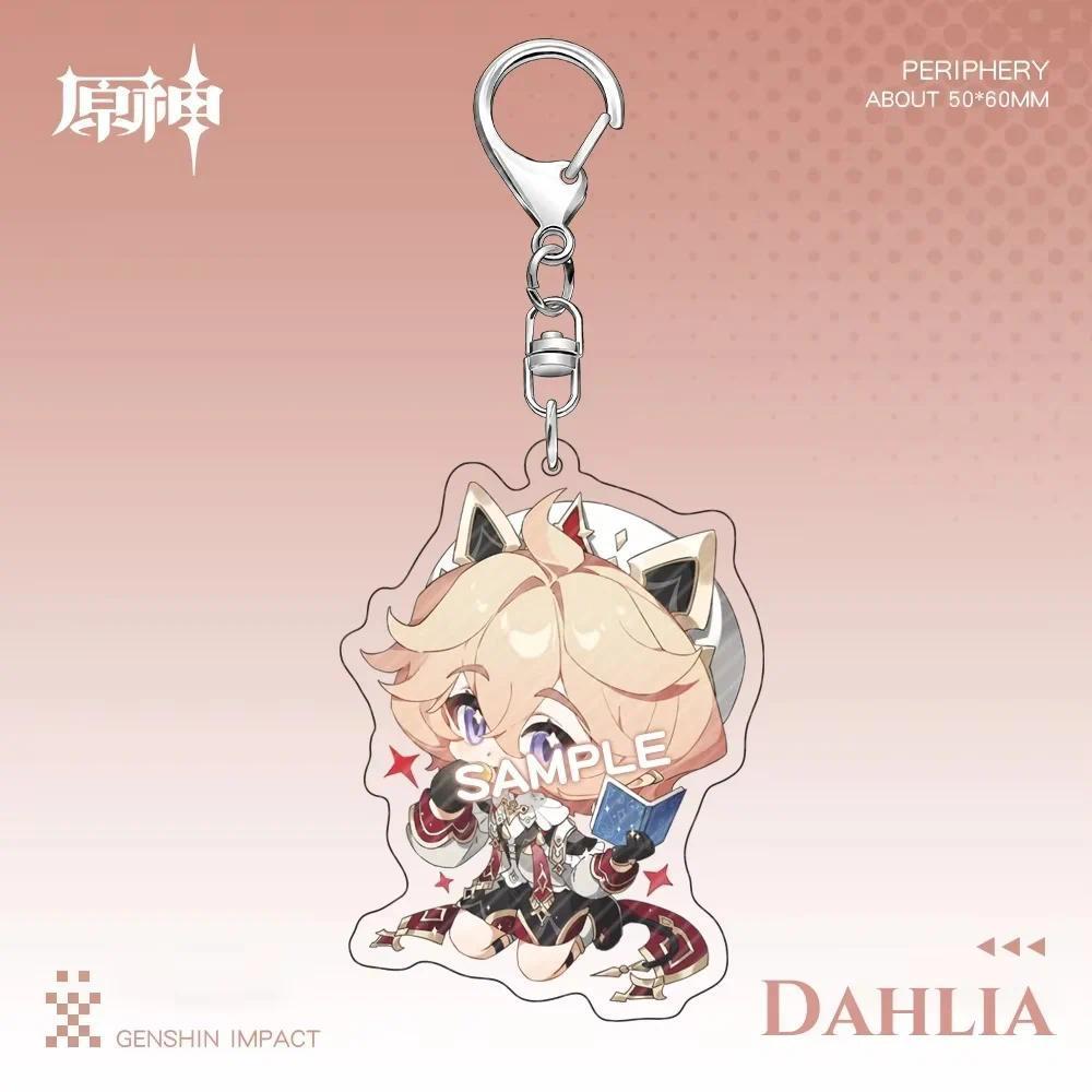 2026new Genshin Impact Game Skirk Dahlia Keychain Cute Cartoon Anime Acrylic Key Ring Móc Khóa Dày 4