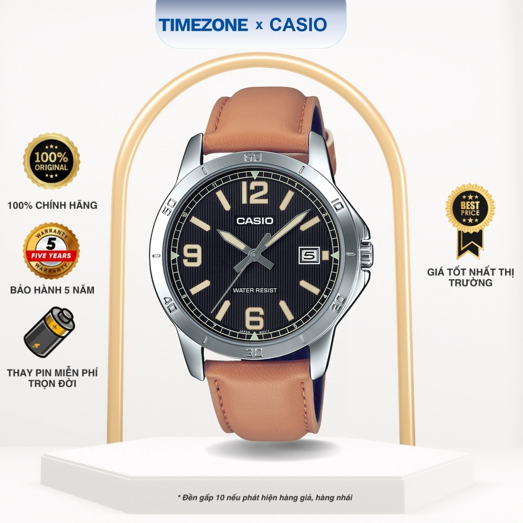 Đồng hồ Casio Chính Hãng MTP-V004L-1B2 Dây Da - TIMEZONEVN