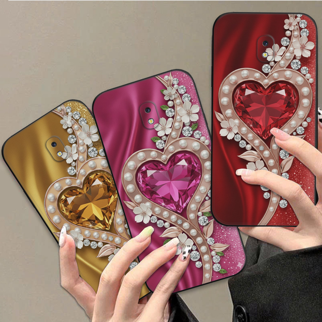 Ốp lưng Samsung J3 Pro / J3 2015 / 2016 / 2017 in hình trái tim, lấp lánh, kim cương