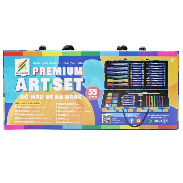 Colormate - Bộ Màu Vẽ Đa Năng Premium Art Set MS-55PB