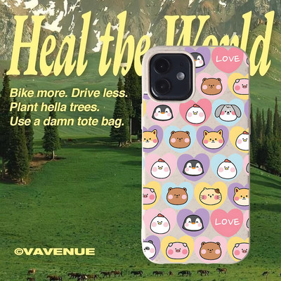 Suntaiho Kawaii Animal Hearts Clean White In hình TPU chống sốc cho iPhone 17-11 X XS XR Pro Max Plus