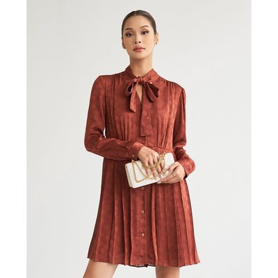 GIGI - Đầm mini tay dài cổ V phối thắt nơ to thời trang_G2102D222151-12