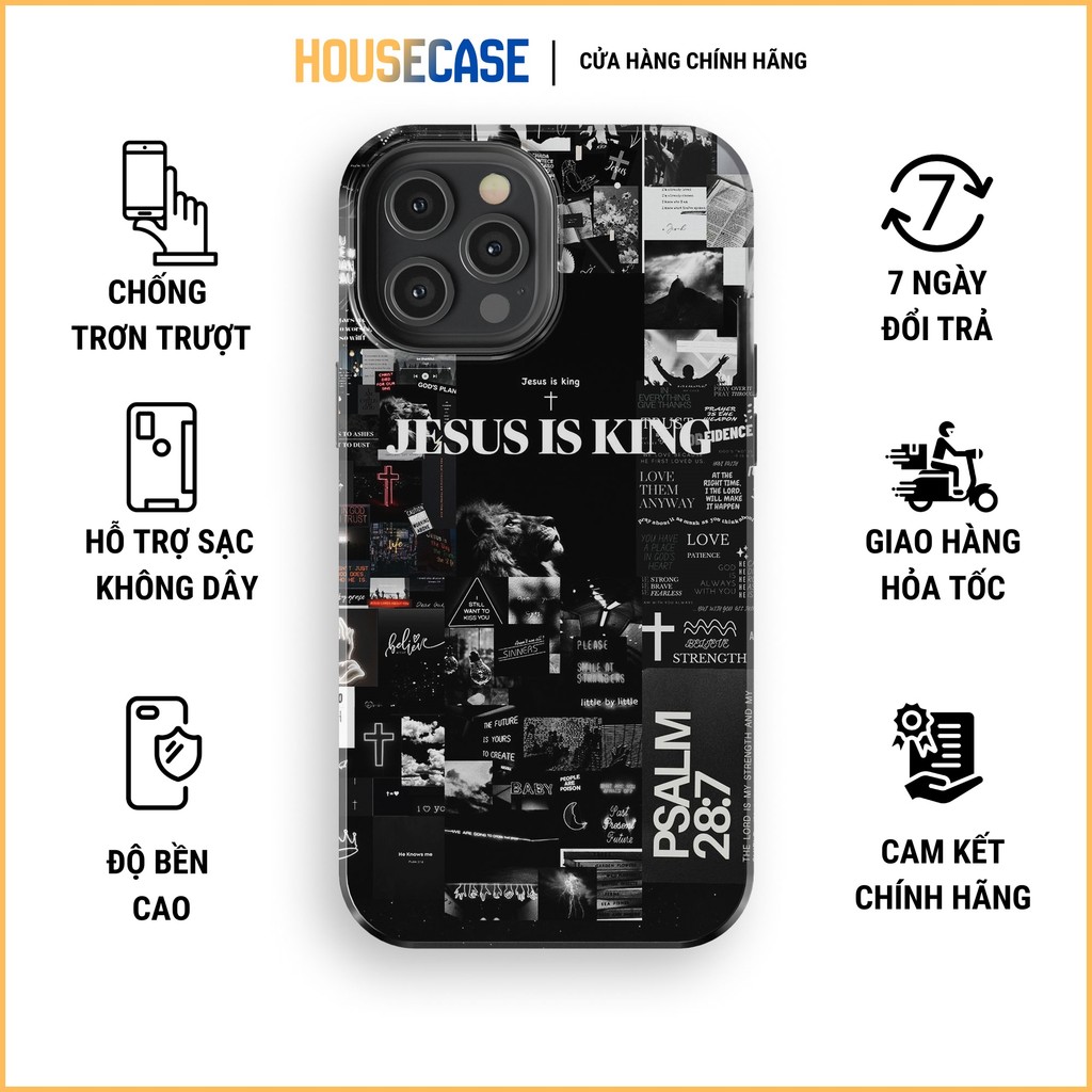 Ốp Lưng iPhone Công Giáo Collage Jesus Is King Đẹp Độc Đáo Đẳng Cấp cho iPhone 14 15 Pro