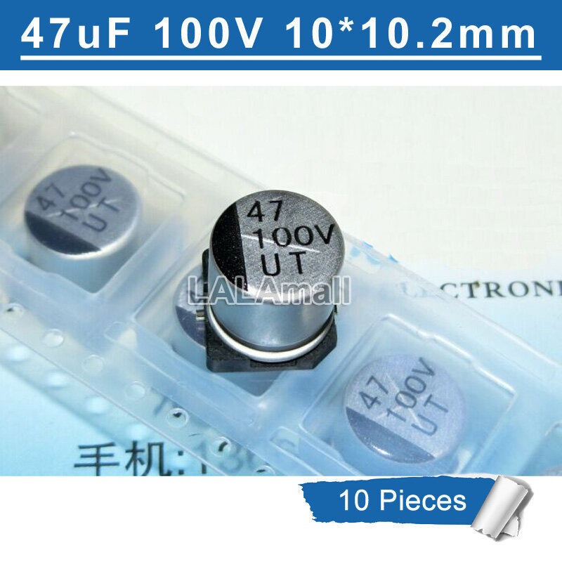 10 Chiếc Tụ Điện Phân 47uF 100V SMD Nhôm Điện Phân Tụ 100V47uF 47uF100V 10x10.2mm