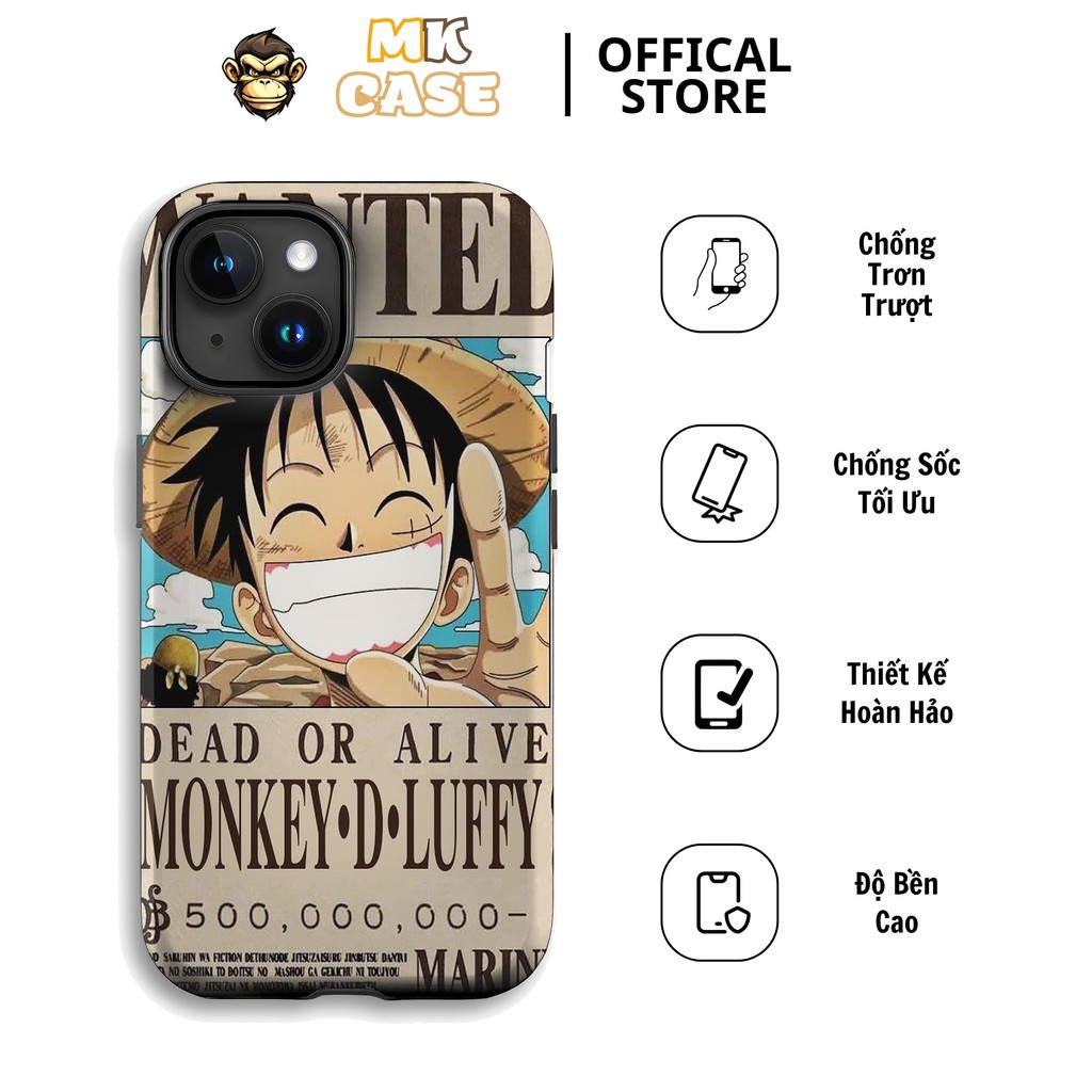 Ốp Lưng iPhone Luffy Cười Hạnh Phúc Lệnh Truy Nã Cũ MK CASE iPhone 11 12 13 14 15 16