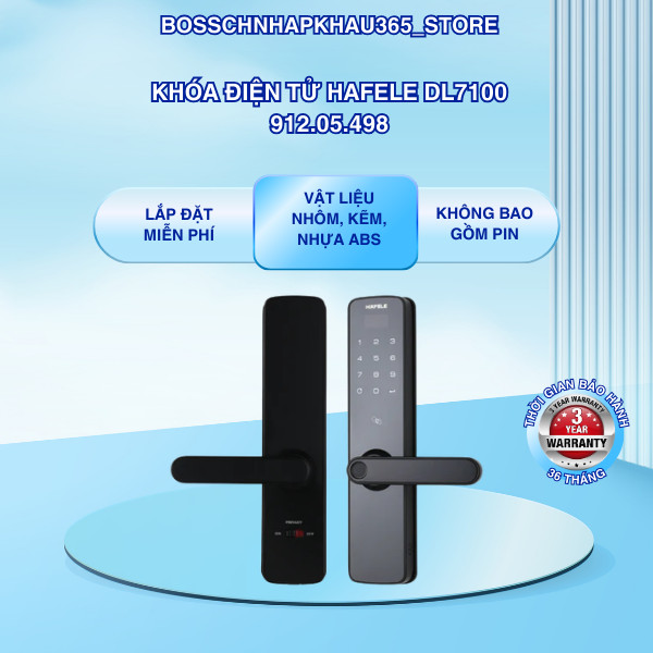 Khóa Điện Tử Hafele DL7100 912.05.498 – 4 Phương Thức Mở Khóa – Xác Thực Kép An Toàn – Bossch365