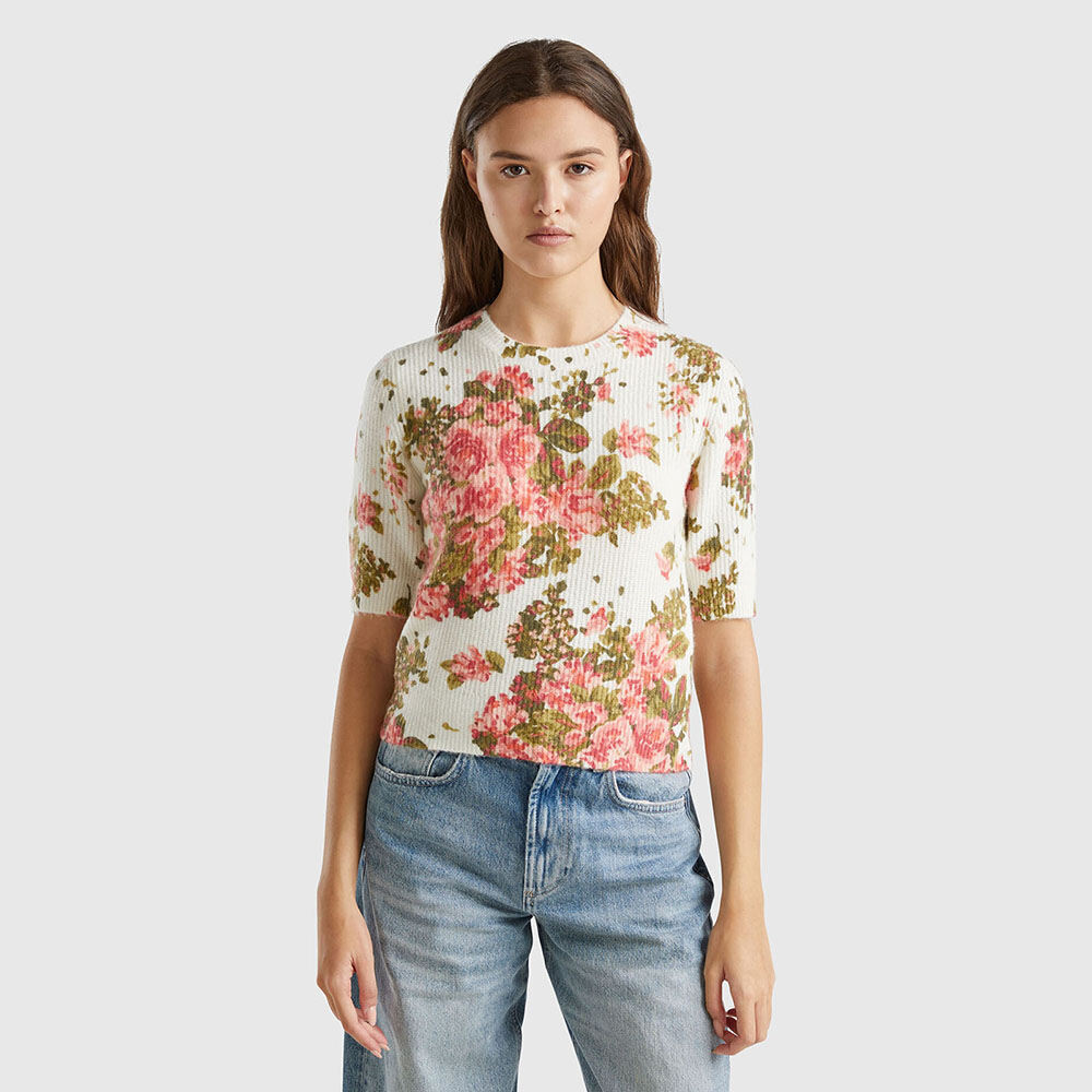 United Colors of Benetton - Áo Len Ngắn Tay Nữ Fashion Sweater - 1HCLD10BQ-904