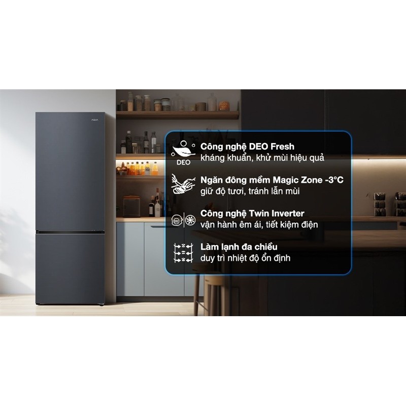 Tủ lạnh Aqua Inverter 292 lít AQR-B360MA(SLB) 2024 - VIỆT NAM 9 Đoàn Giỏi-H©️Ⓜ️