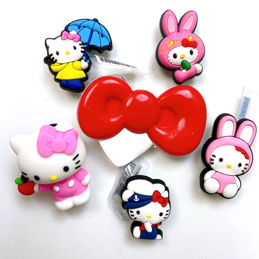 SET 6 CHARM KITTY Set 6 charm  gắn dép Crocs, Jibbitz gắn dép Crocs Set 6 cái hàng xịn kèm tem pokem