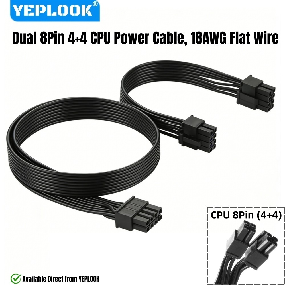 Cáp nguồn CPU kép YEPLOOOK EPS / ATX12V 2x 8Pin (4 + 4) cho Corsair HX1200, HX1000, HX850, HX750 HX 