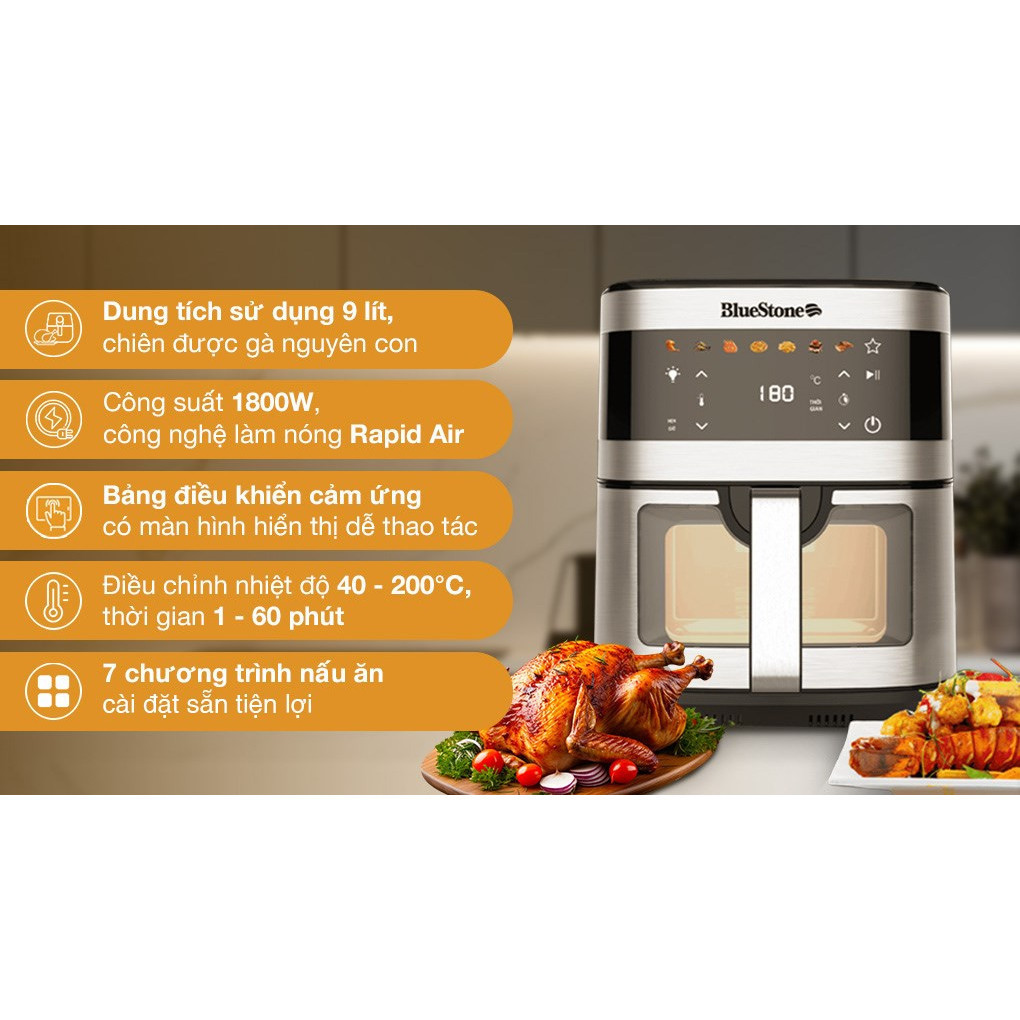 NỒI CHIÊN KHÔNG DẦU BLUESTONE AFB-5886 – Nồi Chiên Không Dầu Tiết Kiệm Điện, An Toàn Cho Gia Đình