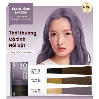 Kem nhuộm tóc OKCS màu Tím tử đằng Sao đêm màu lên chuẩn salon không cần tẩy an toàn cho tóc,