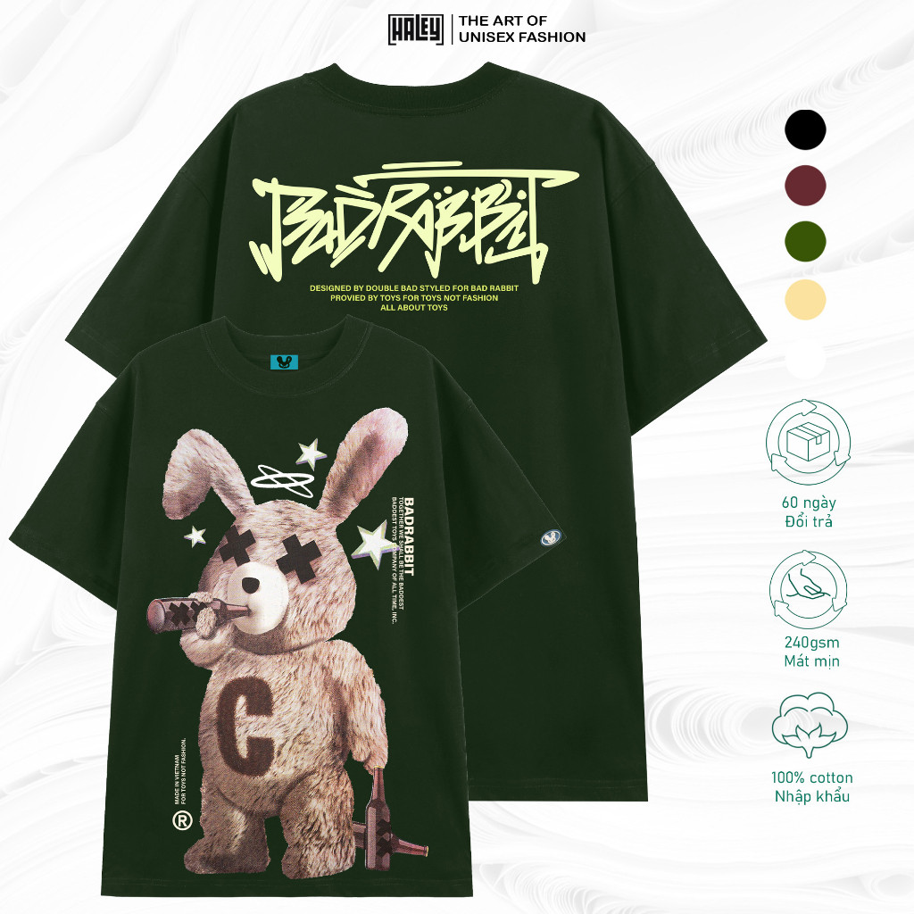 Áo Thun Nam Nữ Cotton Lạnh Unisex Local Brand Neogen TN06 Thỏ BADRABBIT, Áo Phông Form Rộng Tay Lỡ D