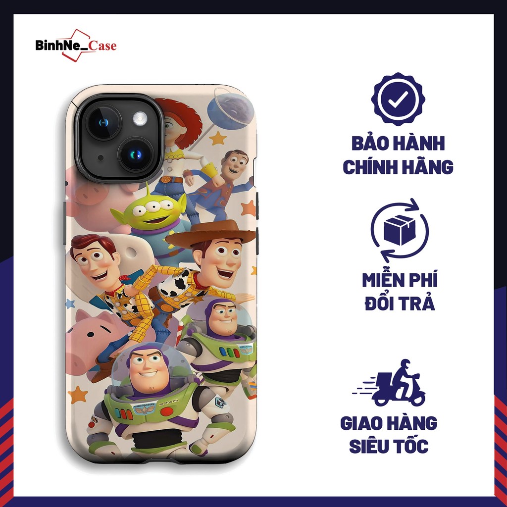 Ốp Lưng iPhone Toy Story Woody Buzz Jessie Đẹp Dễ Thương BÍNHNECASE Dành Cho iPhone 15/16/17