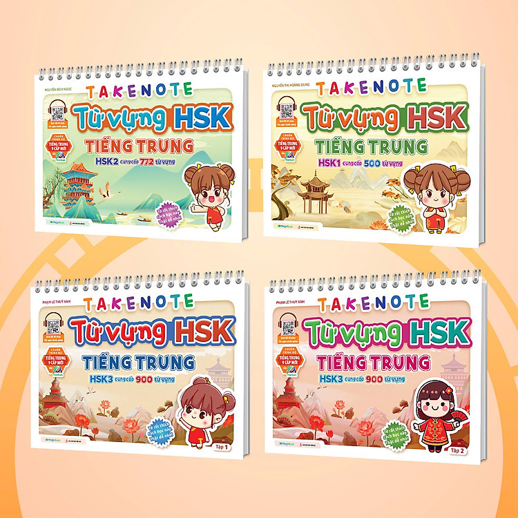 Takenote: Từ vựng HSK 1-2-3 Tiếng Trung - Combo 4 Cuốn HSK1-2-3 (cung cấp 3072 từ vựng) - Megabook