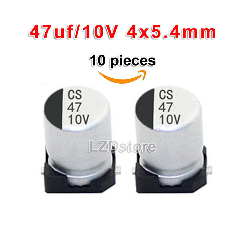 10 Chiếc SMD Nhôm Điện Phân Tụ 10V47UF 4 * 5.4mm 10V 47uF 4x5.4mm 47uF / 10V Mới Chính Hãng
