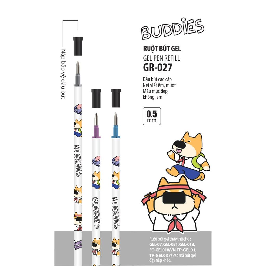 Combo 10 Túi 02 Ruột bút gel Buddies Thiên Long GR-027