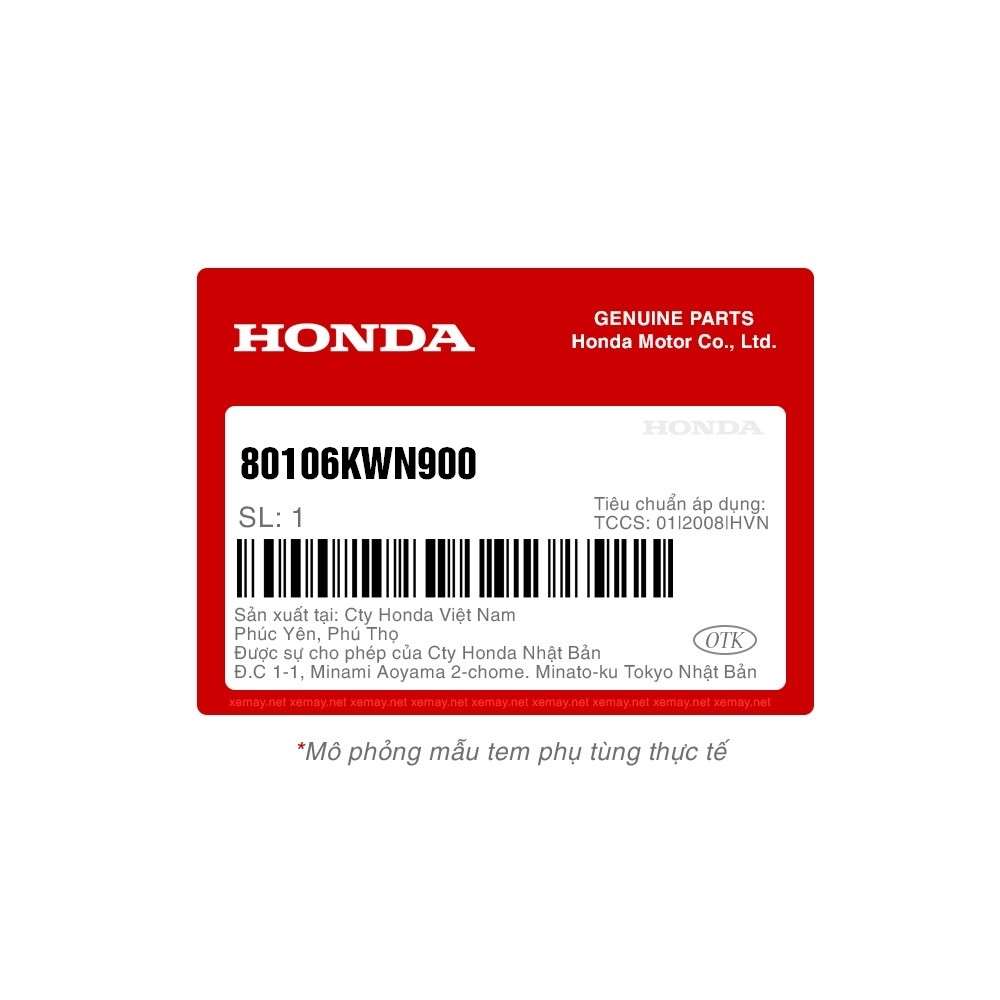 Chắn bùn sau bên trong PCX | Honda Thái Lan | 80106KWN900