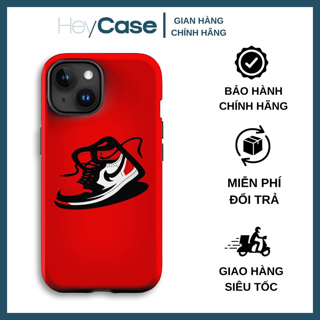 Ốp lưng iphone giày JORDAN 1 chicago đỏ trắng đen vector art đơn giản TPU cứng chống sốc bền bỉ
