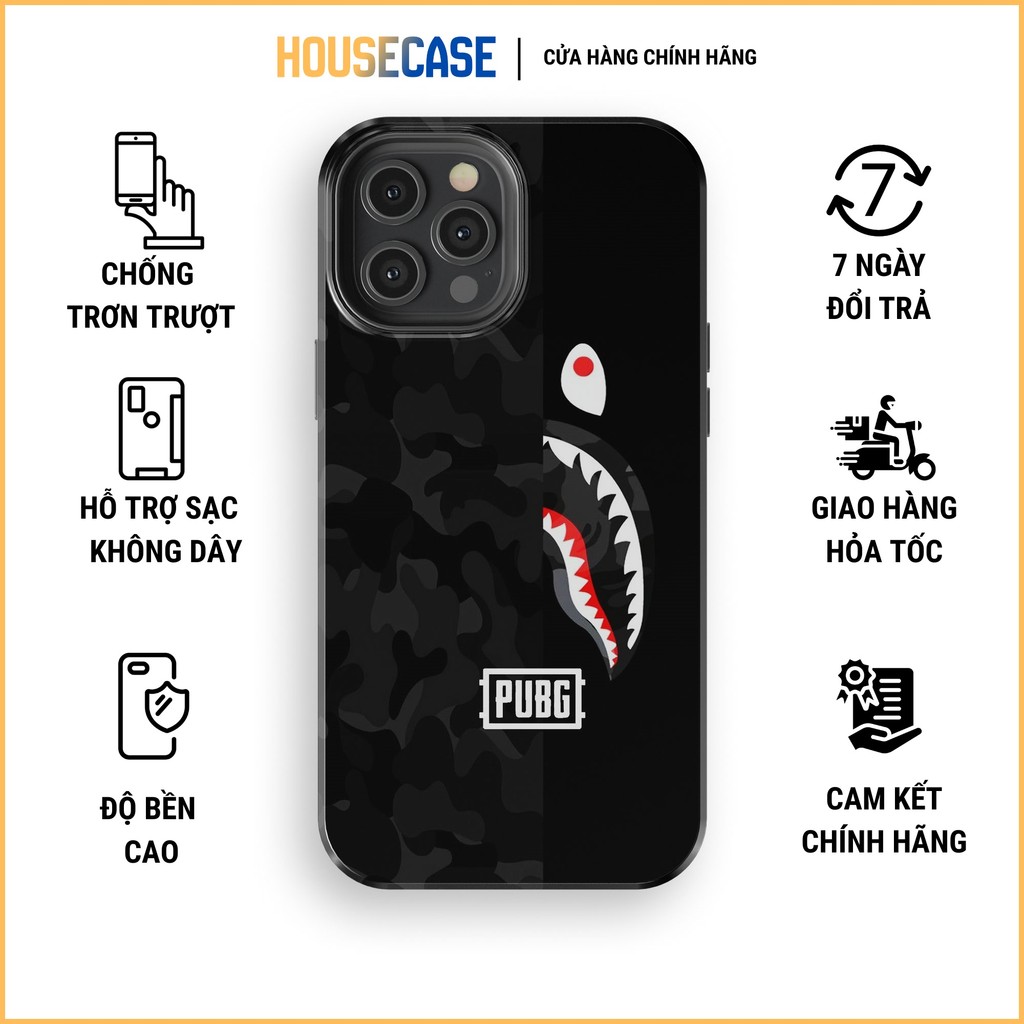Ốp lưng iPhone BAPE Shark PUBG hot trend thiết kế độc đáo bền đẹp chống va đập hiệu quả