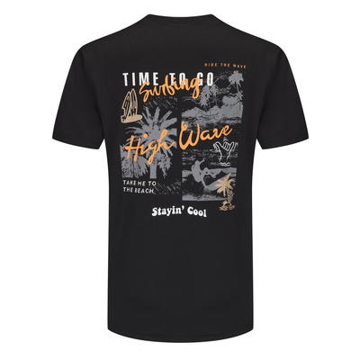 Áo thun đi biển lướt sóng nam chống tia UV DECATHLON Đen/họa tiết mã 8930423