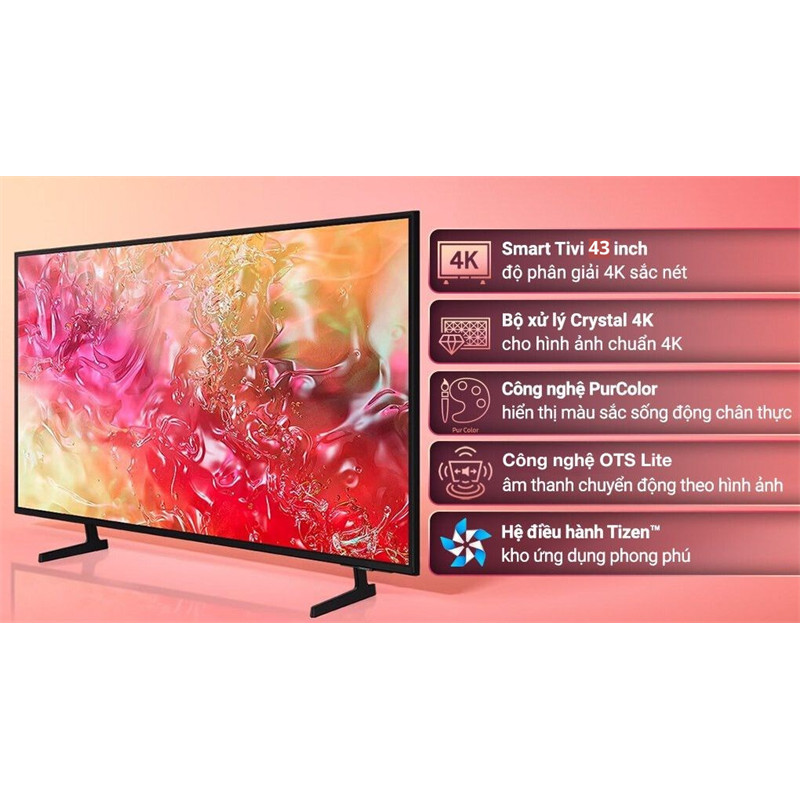 Smart Tivi Samsung 4K Crystal UHD 43 inch UA43DU7000 2024 - Việt Nam 9 Đoàn Giỏi-H©️Ⓜ️
