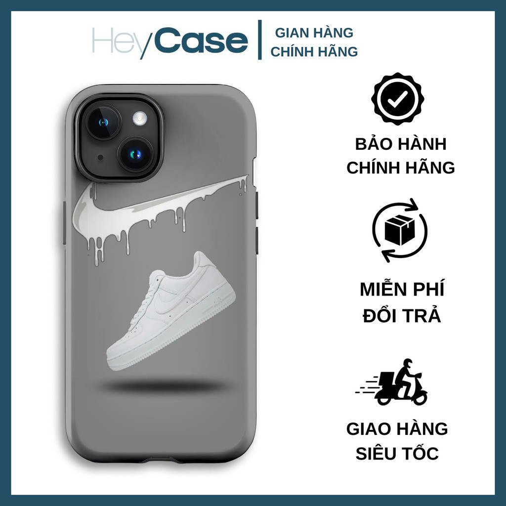 Ốp lưng iphone giày NIKE AIR FORCE 1 trắng logo swoosh tan chảy xám TPU cứng chống sốc bền bỉ