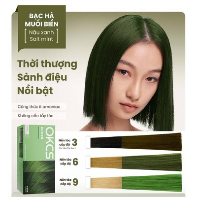 Kem nhuộm tóc OKCS màu Bạc hà muối biển chuẩn salon không cần tẩy an toàn cho tóc