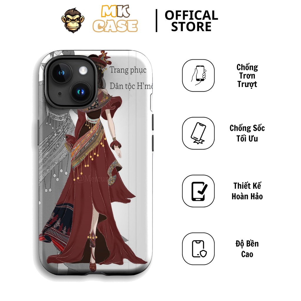 Ốp Lưng iPhone Trang Phục Dân Tộc H'Mông Đỏ Sang Trọng Độc Lạ MK CASE iPhone 11 12 13 14 15 16 Pro M