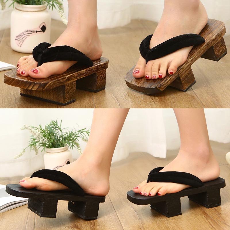 Xăng đan bằng gỗ Geta Nhật Bản Giày Cosplay Samurai