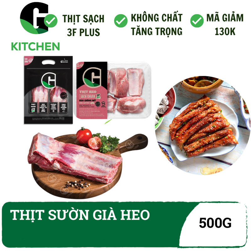 Sườn già heo tươi 500g G Kitchen Thịt sạch chế biến kho nướng hầm