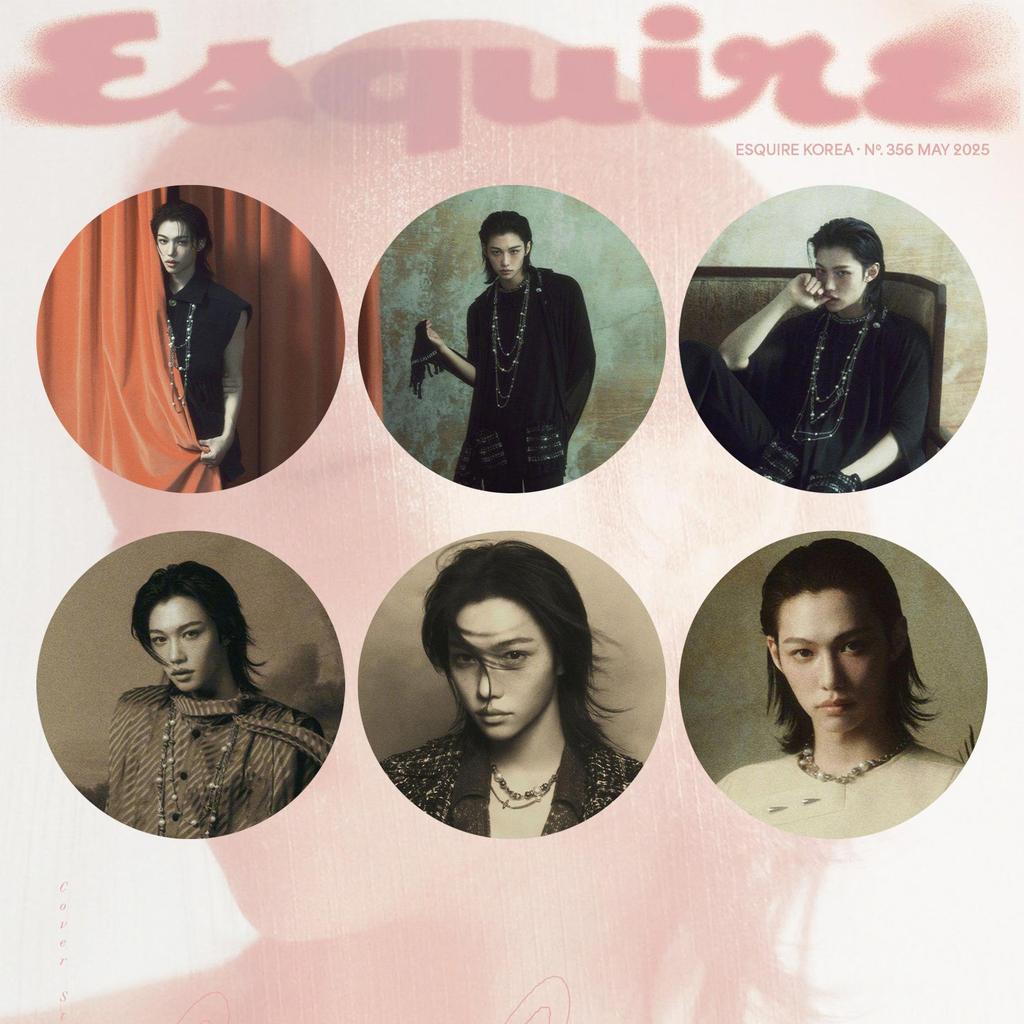 Bộ Pin Stray Kids Esquire Korea 58mm – Phong cách tinh tế & Chân dung nghệ thuật | Tông màu Moody, T