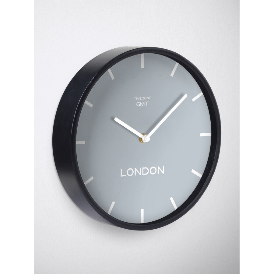 Đồng Hồ Decor - London GMT Time Zone World Wall Clock-Metallic Silver Clock