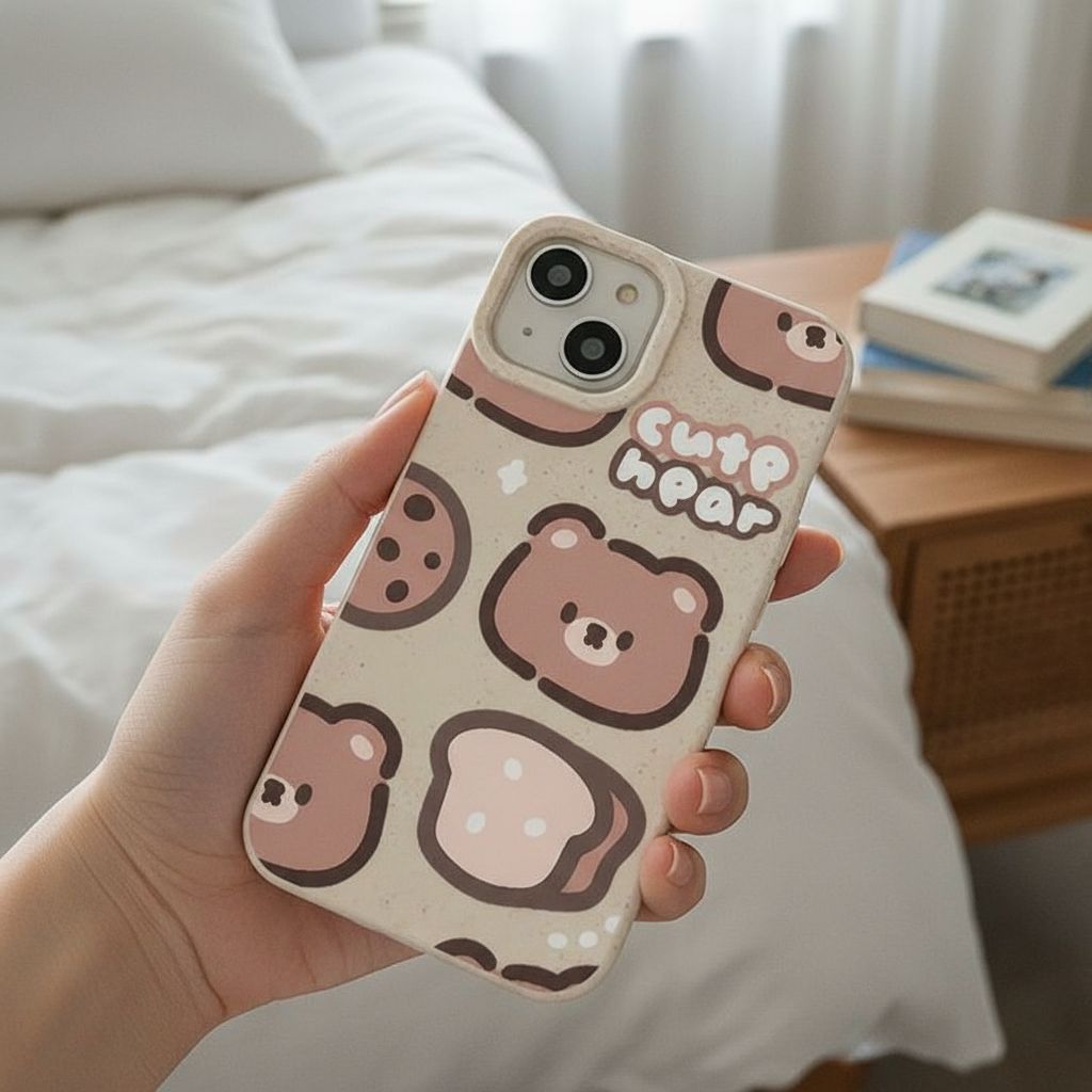 ốp iphone Gấu nâu bánh ngọt dễ thương 17 pro max 13 pro max 8 plus 14 pro max xịn ốp lưng ip lm2004