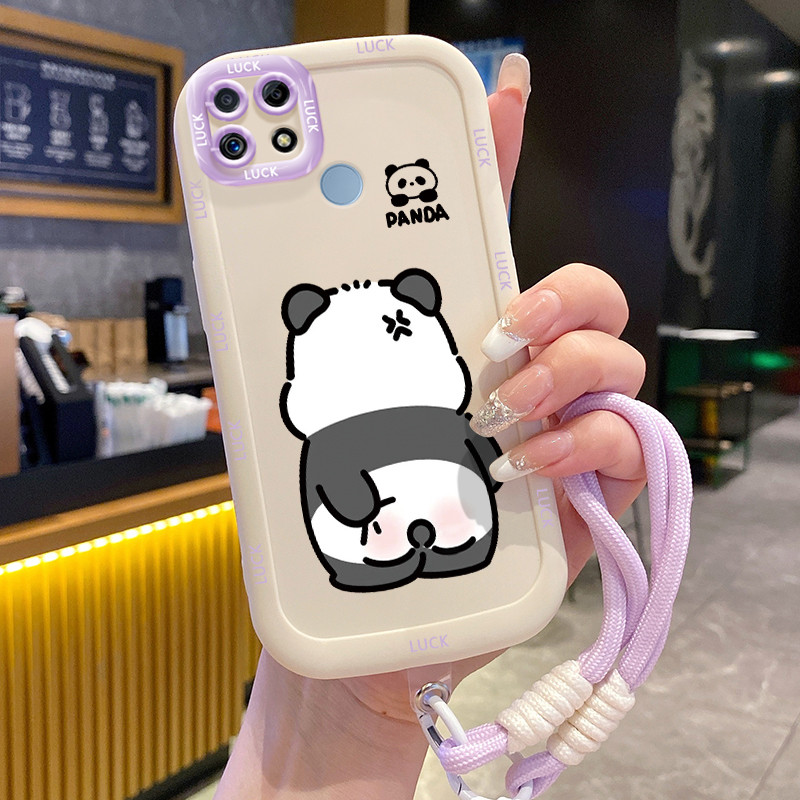 Ốp Lưng Realme C12 C15 C25 C25s C21Y C25Y Narzo 20 Narzo 30A Narzo 50ACase Với Lanyard Gấu trúc