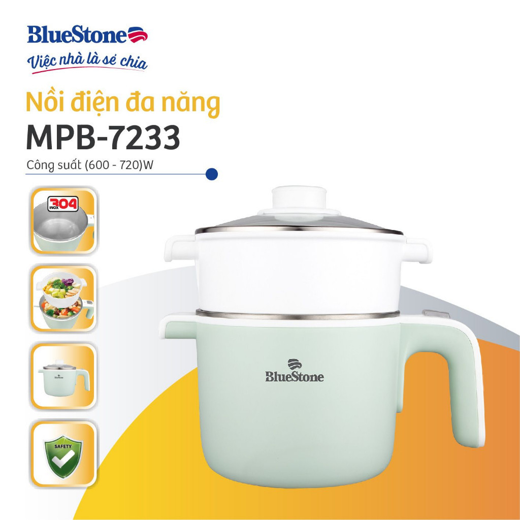 NỒI ĐIỆN ĐA NĂNG BLUESTONE MPB-7233 – Nấu Nhanh, Đa Chức Năng, Tiện Lợi