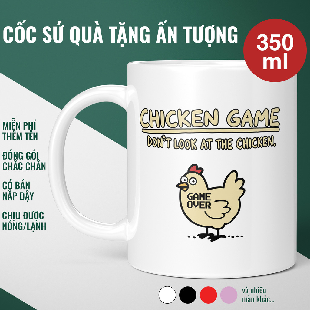 Ly Cốc Sứ In Hình Gà Chicken Game DON’T LOOK AT THE CHICKEN Game Over Cốc Hài Hước Dùng Uống Cafe Tr