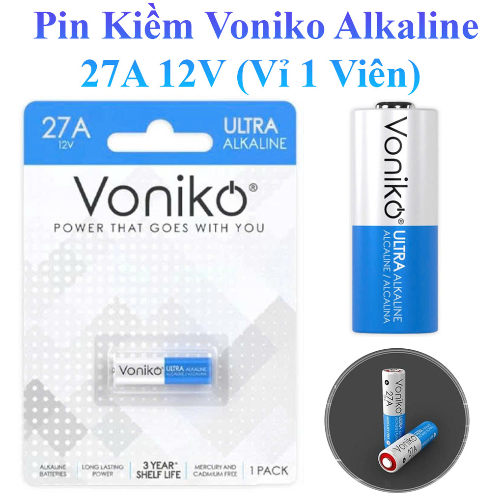 Pin Kiềm Voniko Usa Alkaline 27A 12V Cao Cấp Chính Hãng (Vỉ 1 Viên)