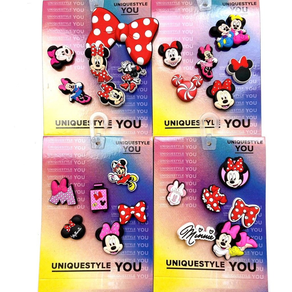 SET 6 CHARM MINNIE Set 6 charm  gắn dép Crocs, Jibbitz gắn dép Crocs Set 6 cái hàng xịn kèm tem minn