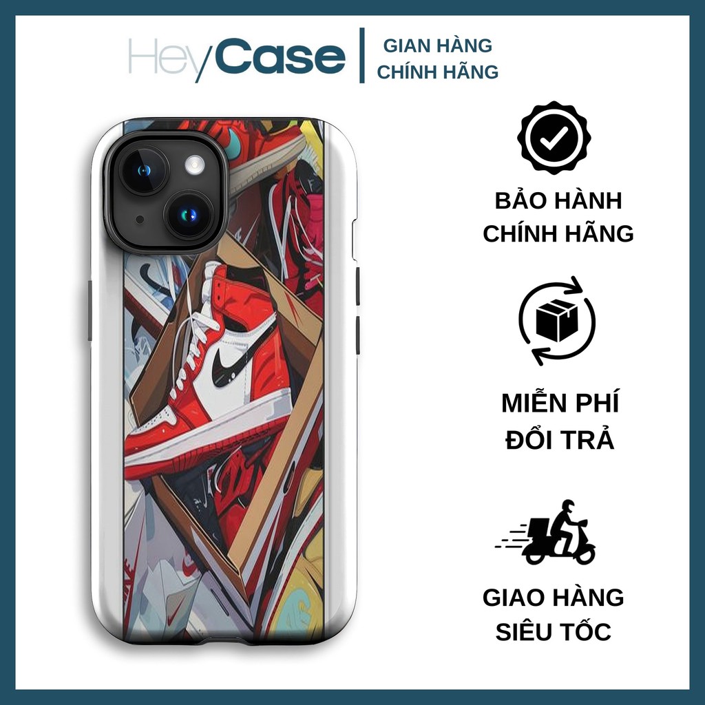 Ốp lưng iphone hộp giày JORDAN 1 chicago đỏ trắng vẽ tranh comic 2d đẹp TPU cứng chống sốc