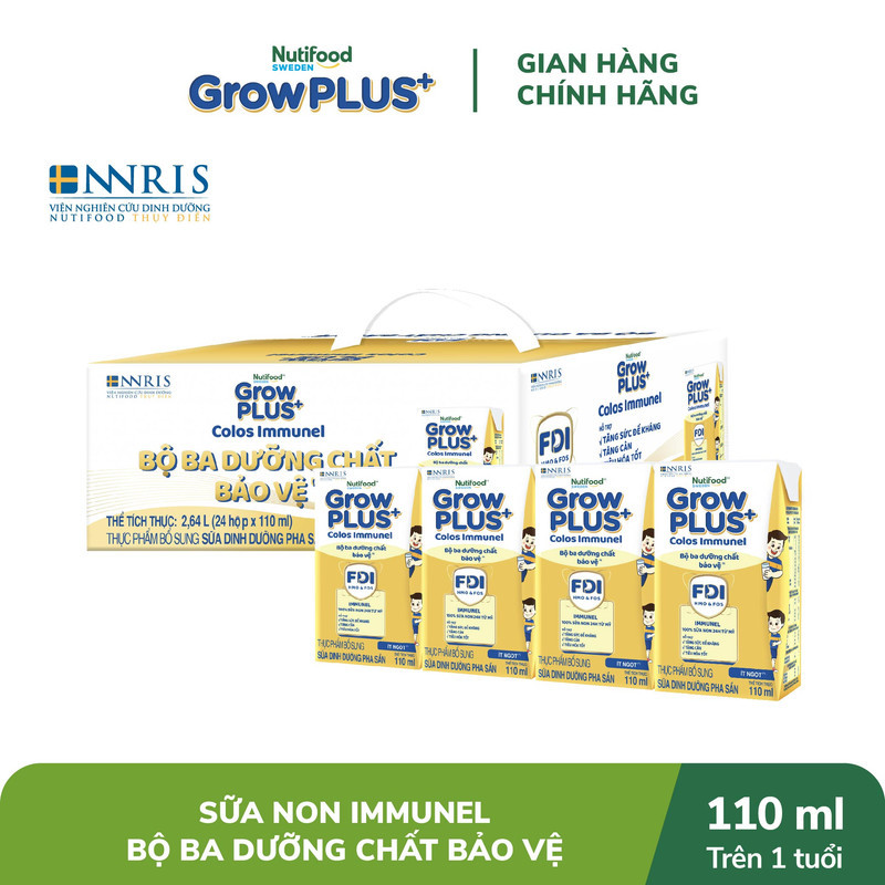 Thùng 24 Hộp Nutifood Sweden GrowPLUS+ Sữa Non Immunel 110ml