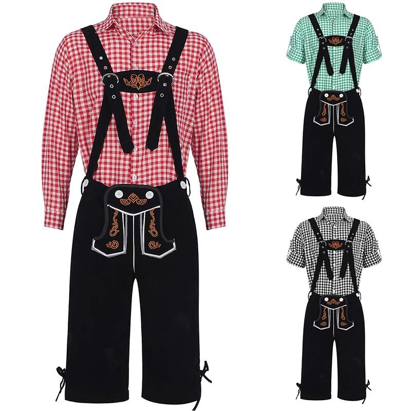 Trang phục lễ hội bia Halloween dành cho nam giới trưởng thành Bộ quần short bia Bavaria truyền thốn